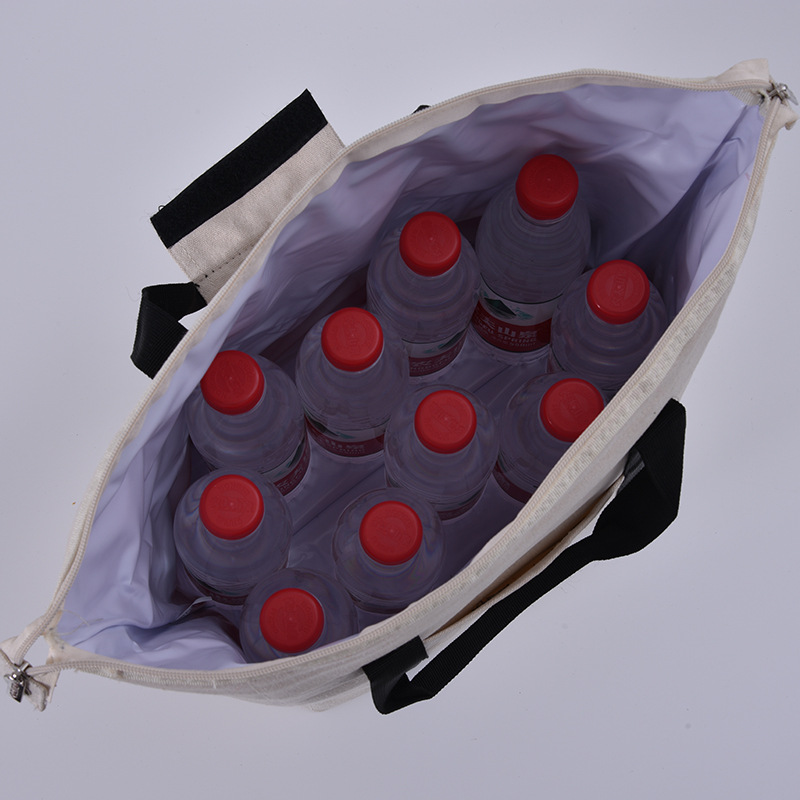 SGC39 Zip Heavy Duty Canvas Colapsyble Insulated Shopping Grocery Cooler Bag for Frozen Seafood