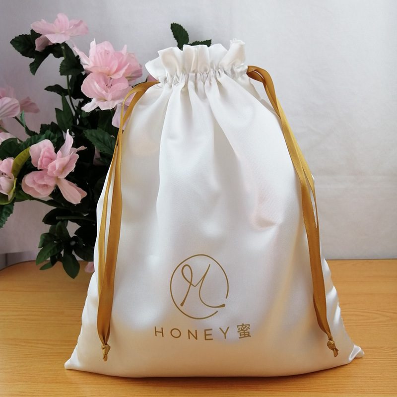 SGS43 Niestandardowe satynowe torby na pył do włosów Różowe opakowanie peruki Satynowe torby na prezenty hurtowo