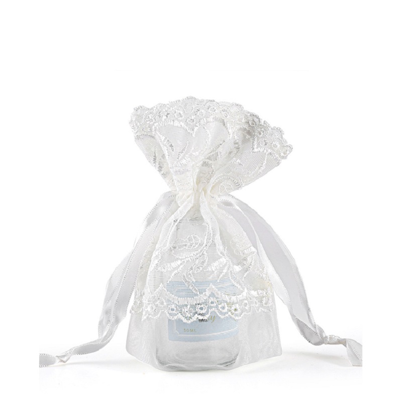 SGS59 Świąteczna torba na prezenty z organzy Drukowana na zamówienie ślubna torba do pakowania cukru Siatkowe torby ze sznurkiem Hurtownia