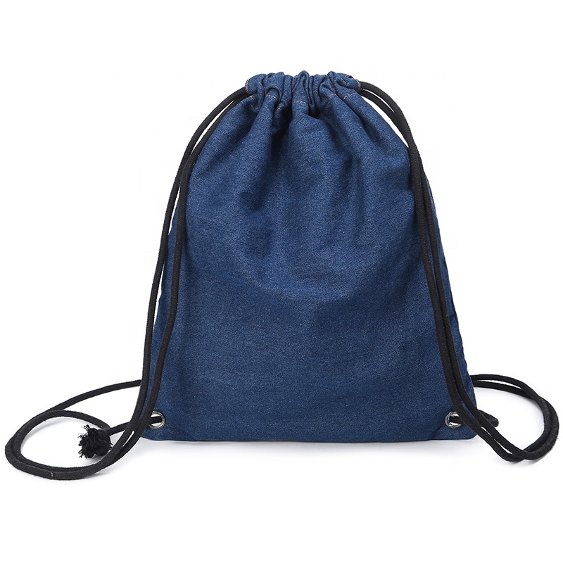 SG70 Nowy projekt Top Sell School Kids Student Cotton Canvas Denim Drawstring Backpack