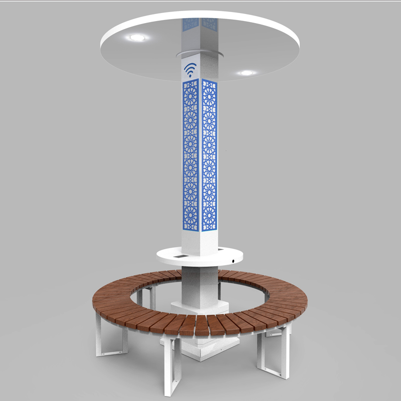 Solar Powered Smart Park Drewnin Bench z automatycznym islamskim zegarem modlitwy AZAN