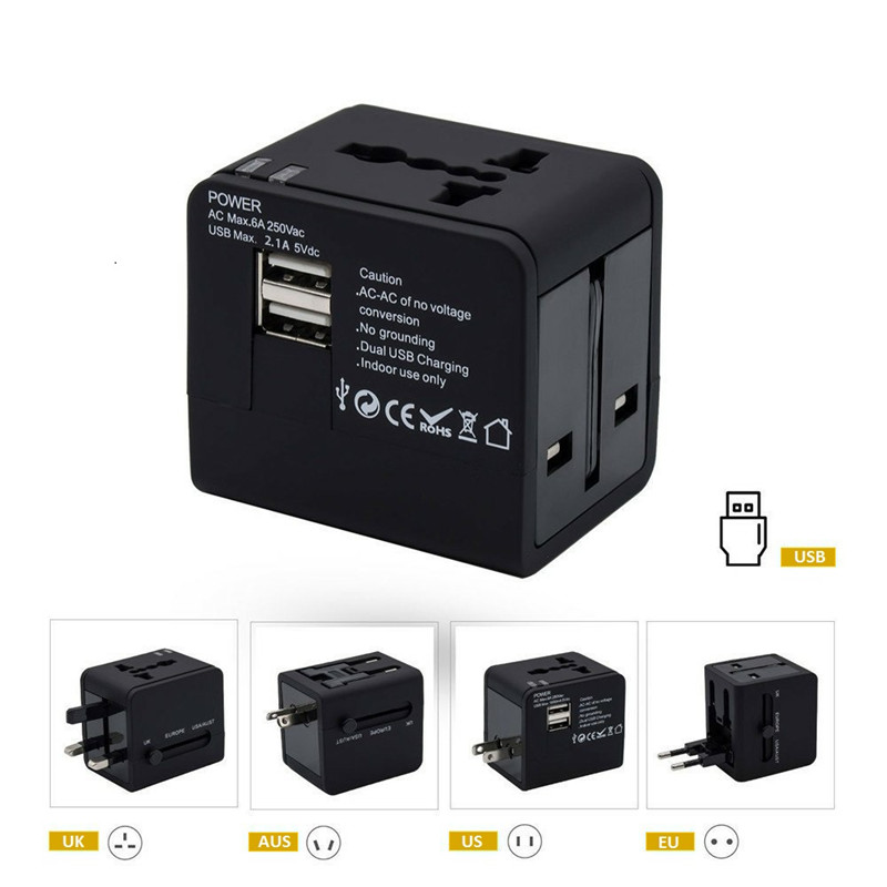 RRTRAVEL najlepszy dar podróży uniwersalny adapter z 2-usb AUS UE UK podłączyć wszystkie w jednym adapterze