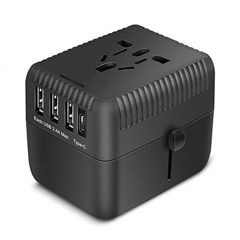 RRTRAVEL Universal Travel Adapter, All in One International Power Adapter with 3 USB + 1 Type-C Charging Ports, European Plug Adapter, AC Ourtet Plug Adapter for European, US, UK, AU 160+.