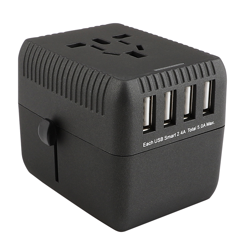 RRTRAVEL Universal Travel Adapter, International Power Adapter, Worldwide Plug Adapter z 4-USB Ports, High Speed 5A Wall Charger, All in One AC Socket for USA UK AUS Europe