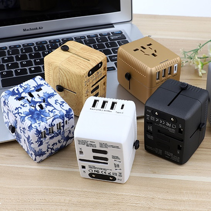 RRTRAVEL Universal Travel Adapter, International Power Adapter, Worldwide Plug Adapter z 4-USB Ports, High Speed 5A Wall Charger, All in One AC Socket for USA UK AUS Europe
