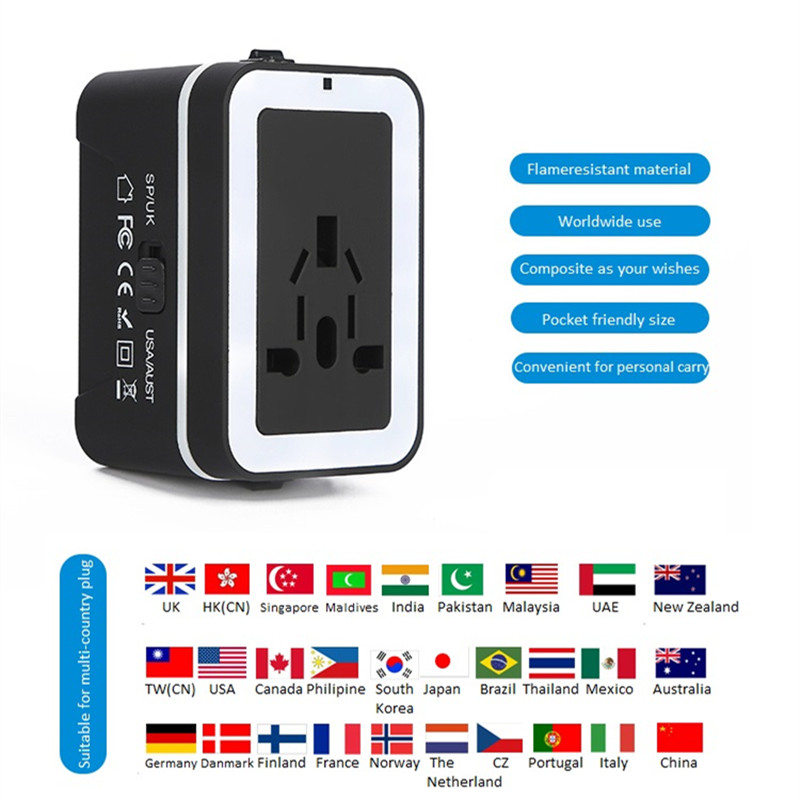Adapter podróżny RRTRAVEL, uniwersalny międzynarodowy zasilacz z 2 portami USB i europejski adapter wtyczki, dobry do laptopa z telefonem komórkowym w ponad 150 krajach