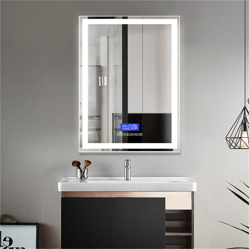 Pionowy mur zamontowany w łazience LED Smart Mirror z funkcji temperatury głośnika Bluetooth