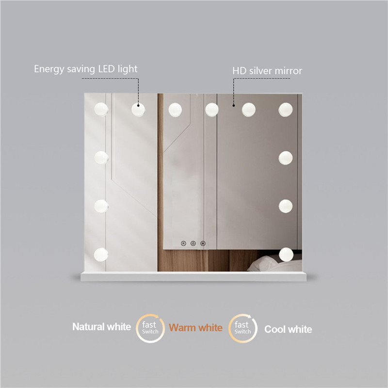 Sypialnia Lighted Standing LED Cosmetic Mirror Dimmable Bulbs Make Vanity Hollywood Mirror