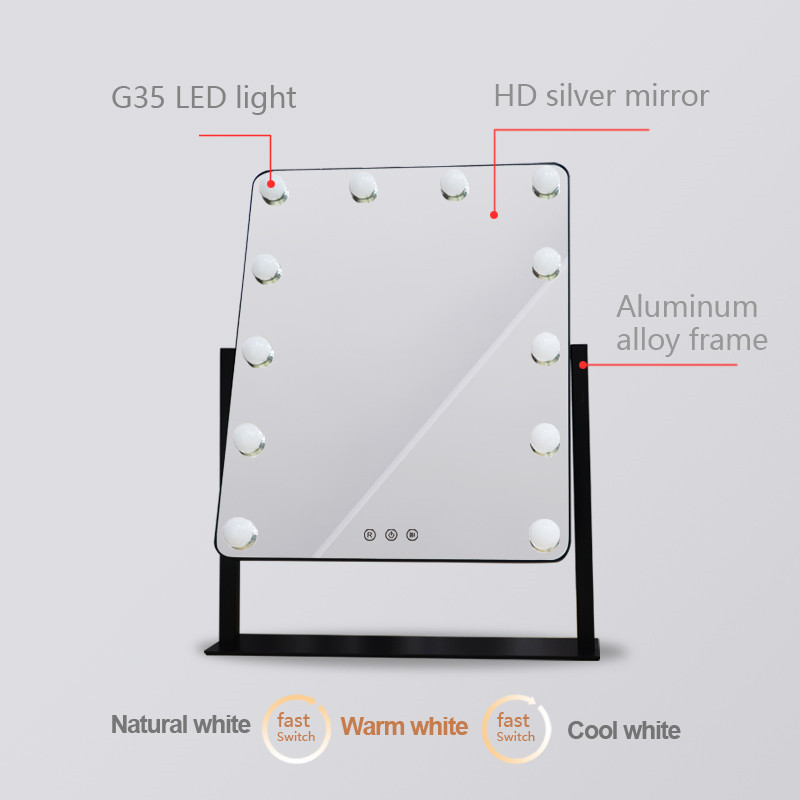 Amazon Best Sale Hollywood Vanity LED Bulb Mirror Desktop Lighted Makijaż Mirror