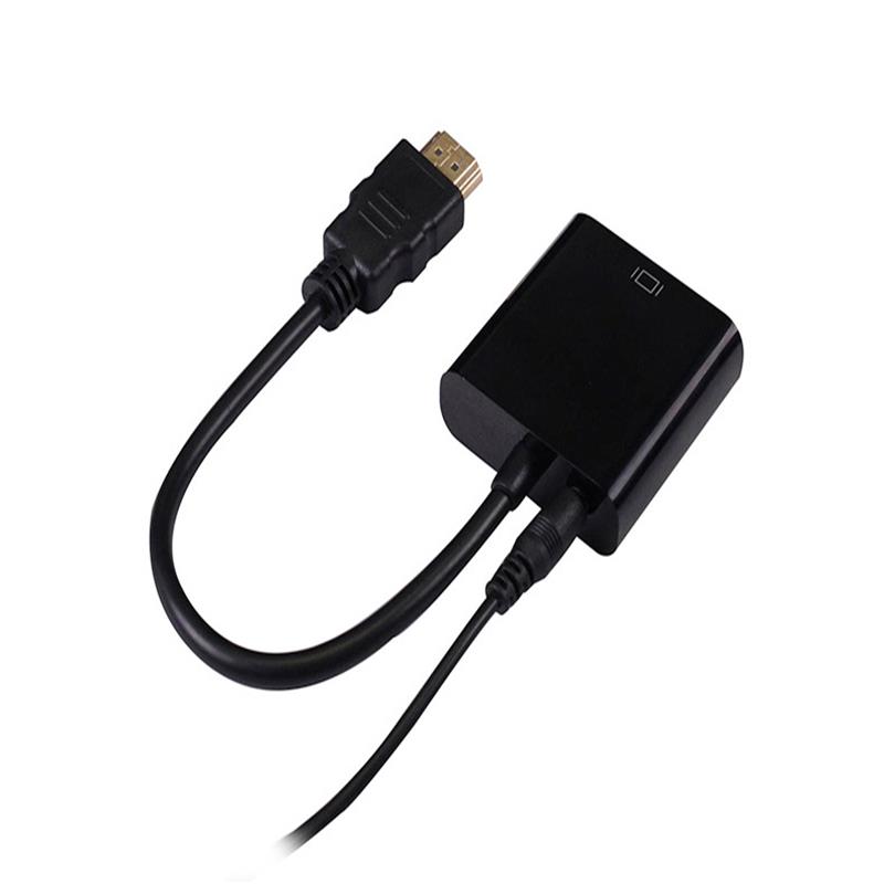 1080P HDMI do VGA 15cm Cable z 3,5mm audio White/Black Color