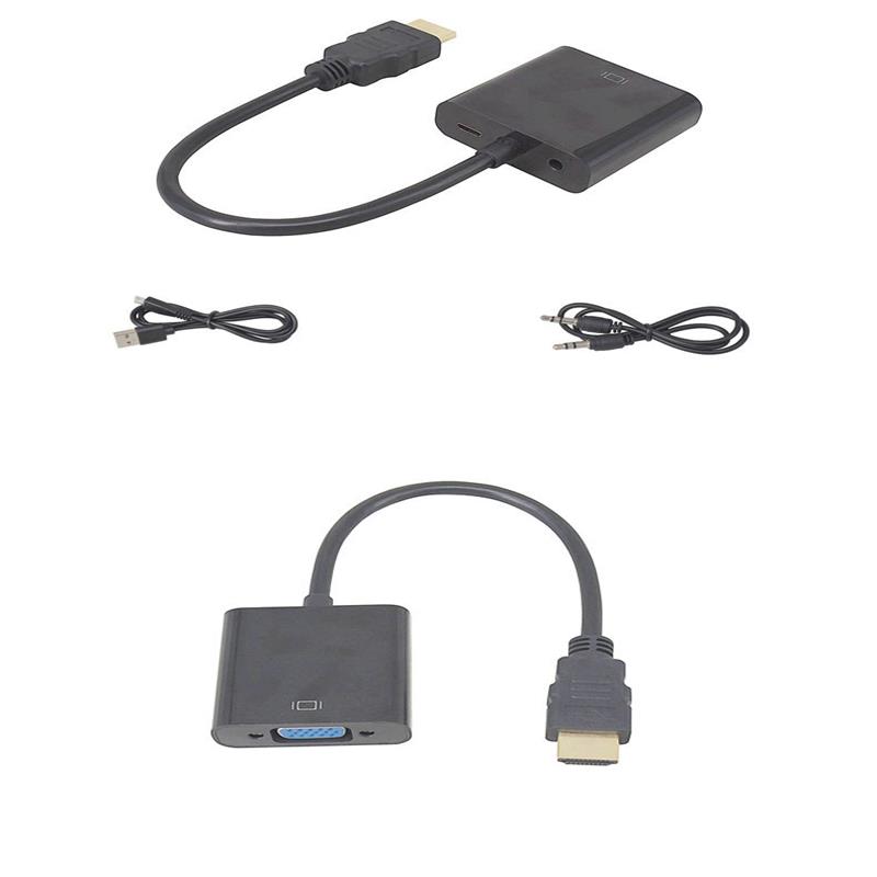 1080P HDMI do VGA 15cm Kabel z 3,5mm audio, Mikro USB do ładowania