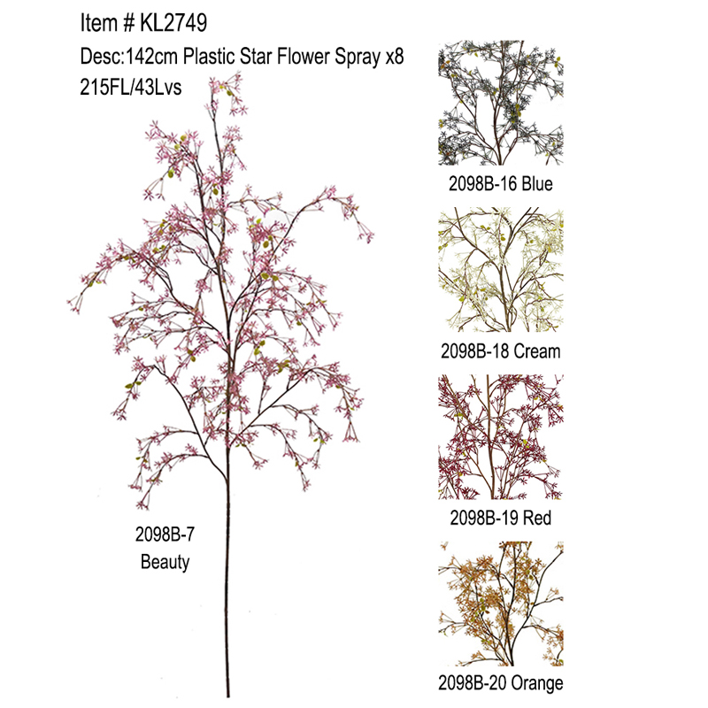 142cm Plastik Star Flower Spray x8