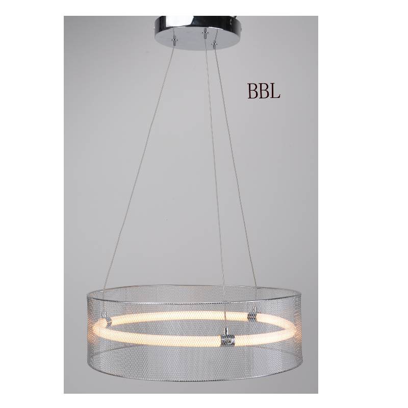 Lampa wisząca LED z metalowym kloszem i akrylową rurką bez cienia