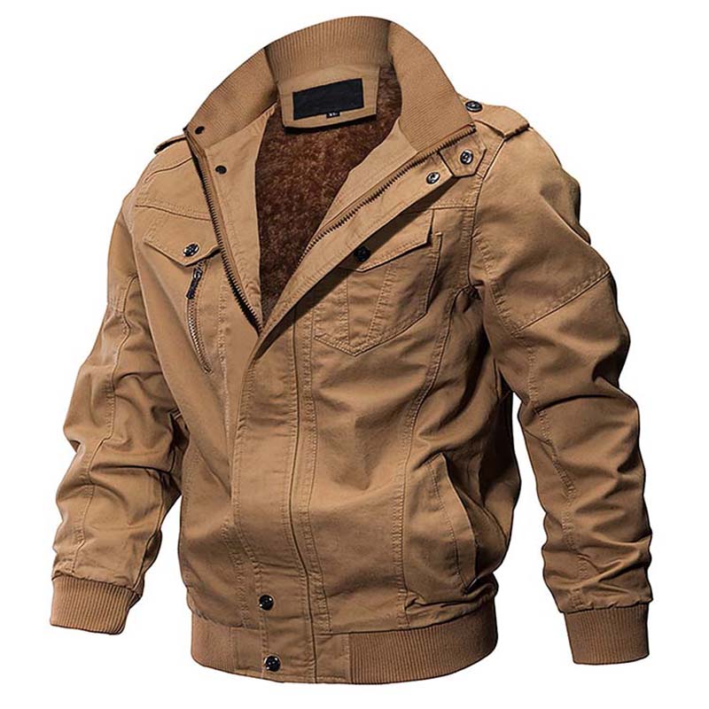 Thick Pilot Jacket men Custom Plus Size Bomber Fleece Winter Coat ciepłe