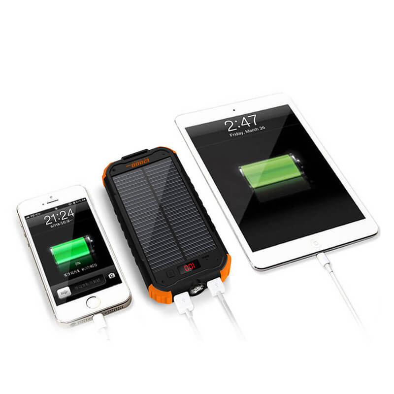 1200mAh Led Flashlight Solar Power Bank z cyfrowym wyświetlaczem LCD