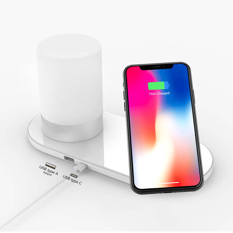 RGB Lampa z bezprzewodową stacją ładowania (do telefonu iPhone lub Android)