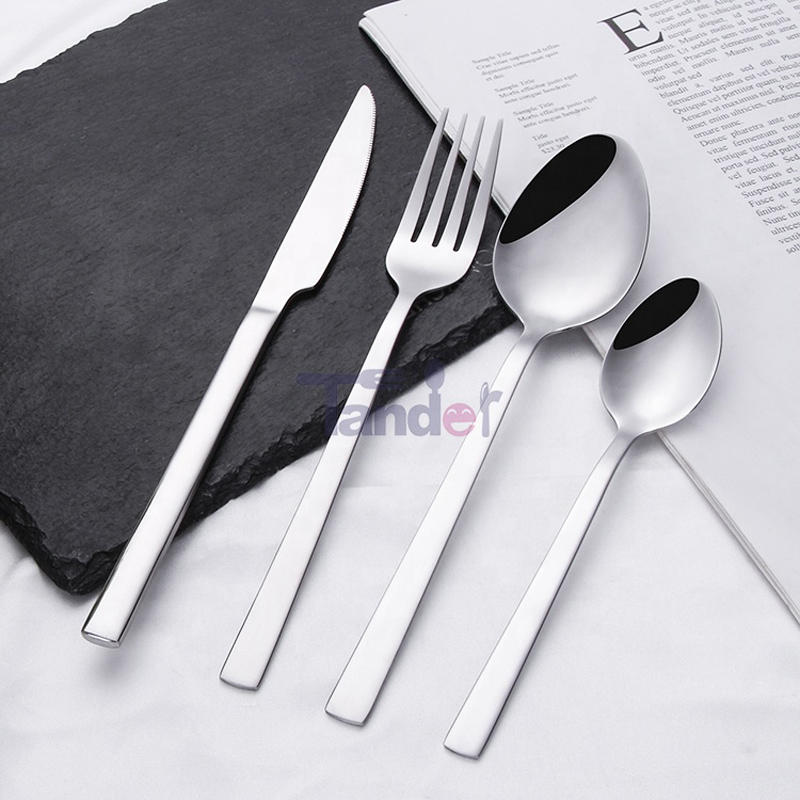 Zestaw sztućców do restauracji Stalowe sztućce Sztućce wielokrotnego użytku Stal nierdzewna