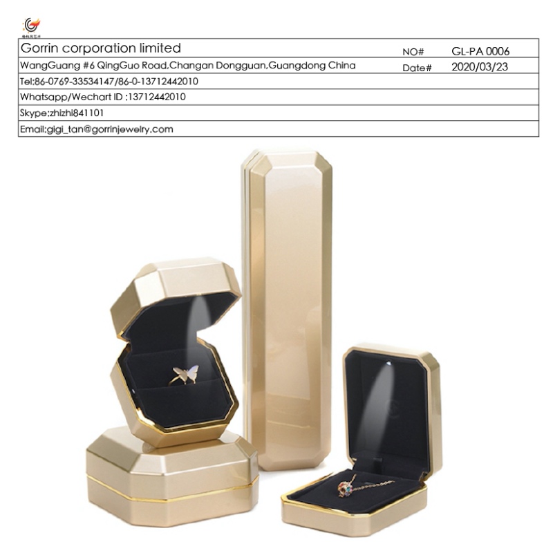 FL-PA0006 plastikowe pudełko na biżuterię ze światłami LED