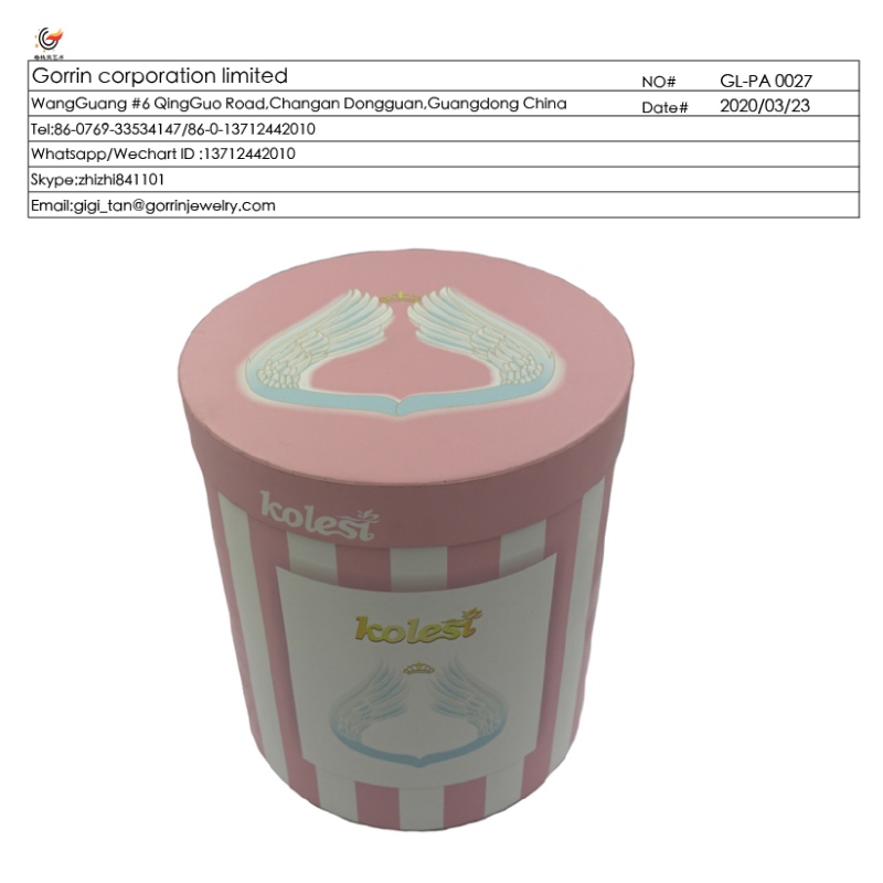 GL_PA0027 beczkowe okrągłe okrągłe pudełko z papieru do dziecięcego stroju