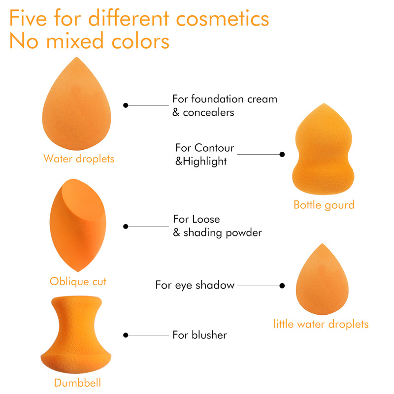 Gąbka do makijażu, BEALUXUR Foundation Sponge Makeup Foam Set with Multi Shape Gąbki (5 sztuk)