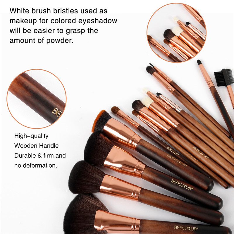 Makijaż zestaw Brusz, 13pcs Makijaż Brusz Premium Synthetic Bristles Powder Fundacja Blush Contour Conalers Lip Eyeshadow Brushes Kit 28230; (uchwyt 005 Wooden)