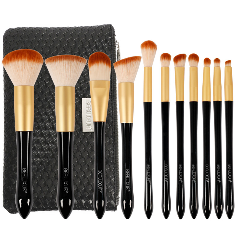 Zestaw pędzli do makijażu, 11szt. Pędzle do makijażu Premium Syntetyczny włosie Puder podkładowy Blush Contour Concealers Zestaw pędzli do cieni do powiek z podróżną torbą do makijażu…