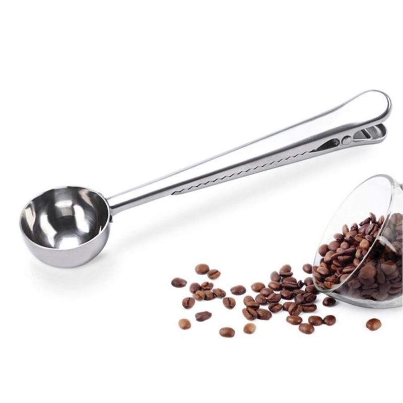Hot sprzedająca się łyżeczka do kawy Amazon z klipsem do torebki na kawę Klips do kawy ze stali nierdzewnej