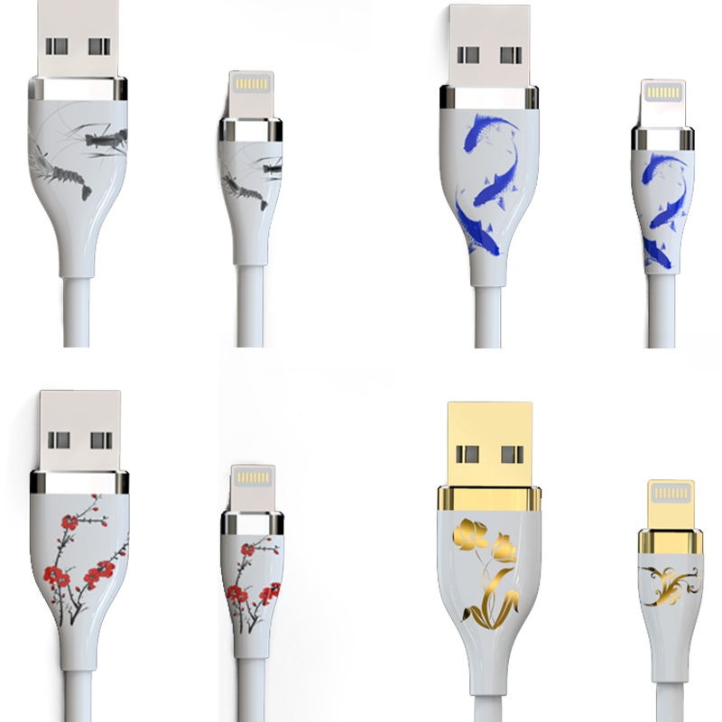 Kabel ceramiczny z 3 kolorowymi silikonowymi liniami LED do iPhone'a