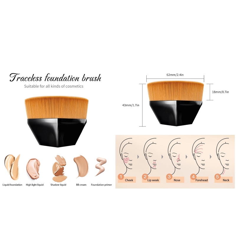 Gorący sprzedawanie Przenośny pędzel do makijażu kosmetycznego Rhombus 55 Foundation Brush Magiczny pędzel do makijażu naturalny fałszywy Płaski pędzel do specjalnych narzędzi do makijażu
