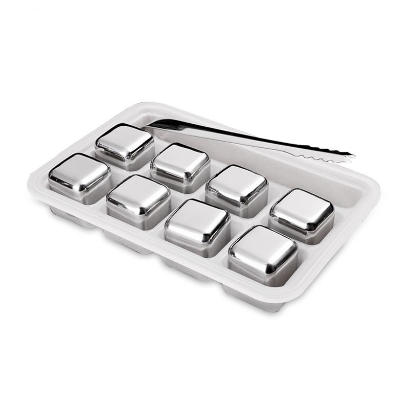 HOT sprzedając kwadrat 27mm 8pcs set Stainless Steel Whisky Stones ice Cube