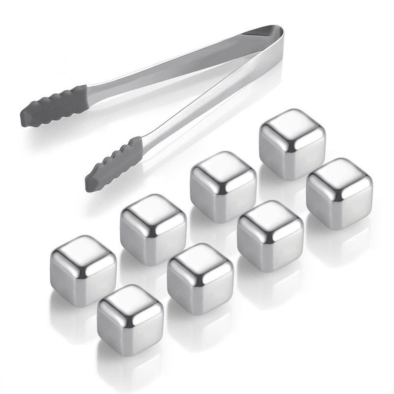 HOT sprzedając kwadrat 27mm 8pcs set Stainless Steel Whisky Stones ice Cube