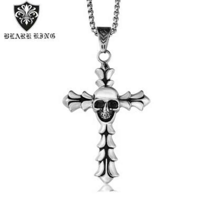 Akcesoria europejskie i amerykańskie hurtowo europejskie i amerykańskie retro gotyckie mężczyźni\\s Stainless Steel Skull Pendant Fashion Cross Skull Pendant