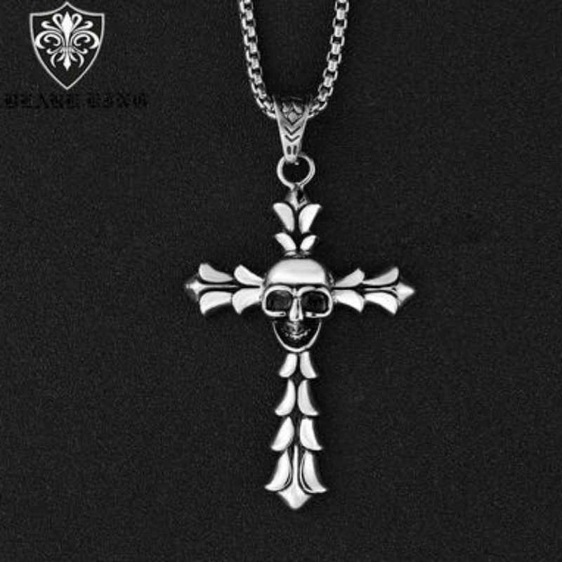 Akcesoria europejskie i amerykańskie hurtowo europejskie i amerykańskie retro gotyckie mężczyźni\\s Stainless Steel Skull Pendant Fashion Cross Skull Pendant