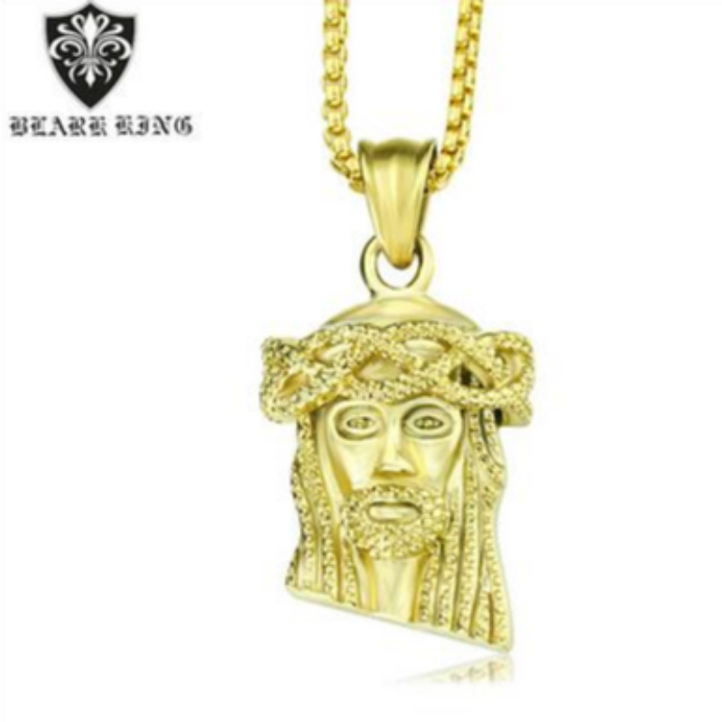 Retro biżuteria europejska i amerykańska retro osobowość Jezus portret stal nierdzewna 18K Gold Men's Pendant retro Jesus portret Pendant