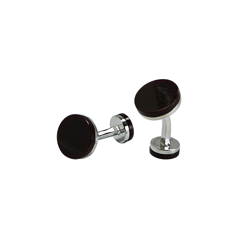 Brązowa Agata Flat Back Shirts Cuff Links