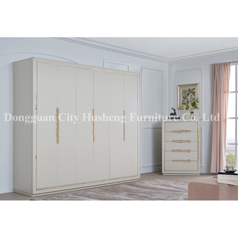 Modern Elegant Bedroom Set Furniture with High White Glossy Painting