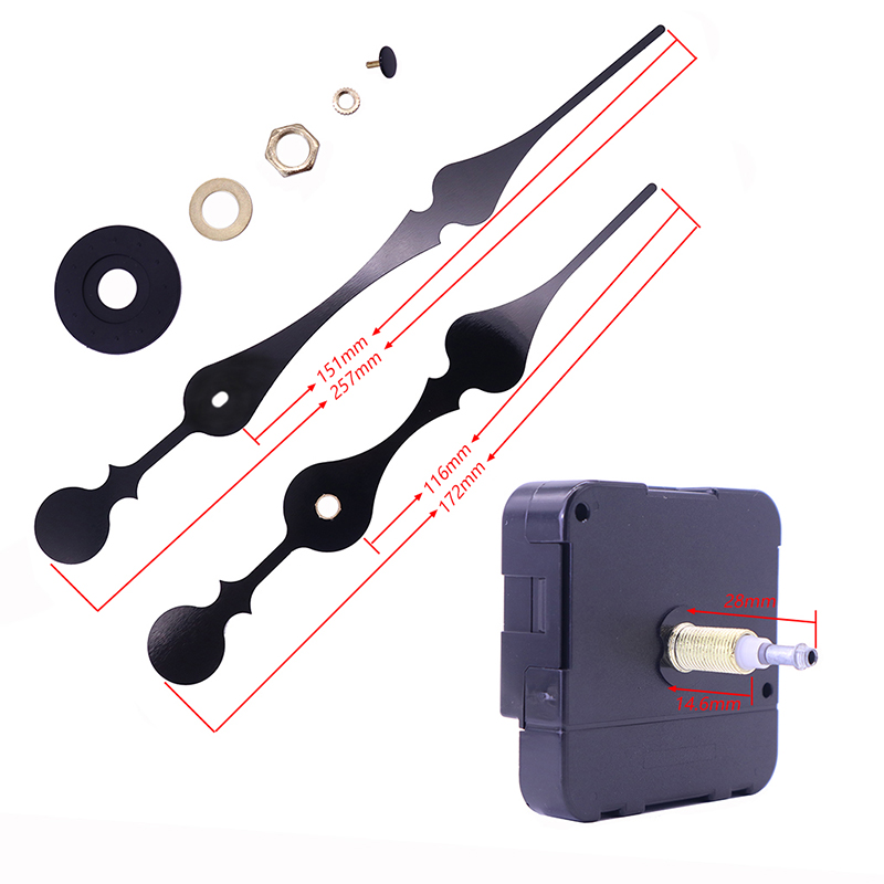 HR1688 Mechanizm kwarcowy czarny 23 mm i duże wskazówki zegarowe