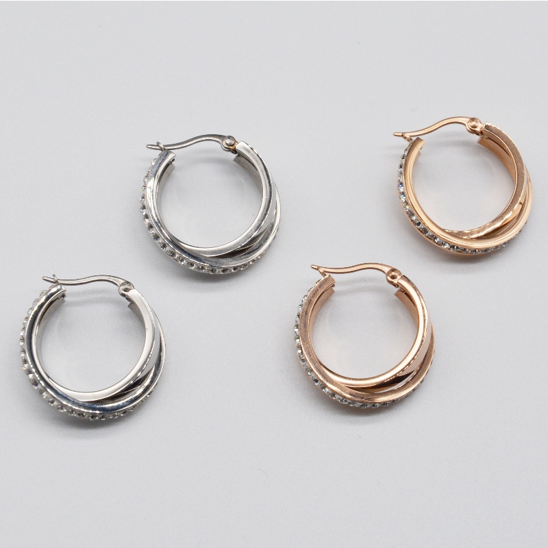 Stal nierdzewna okrągła, lepka skała Earring rfber0129