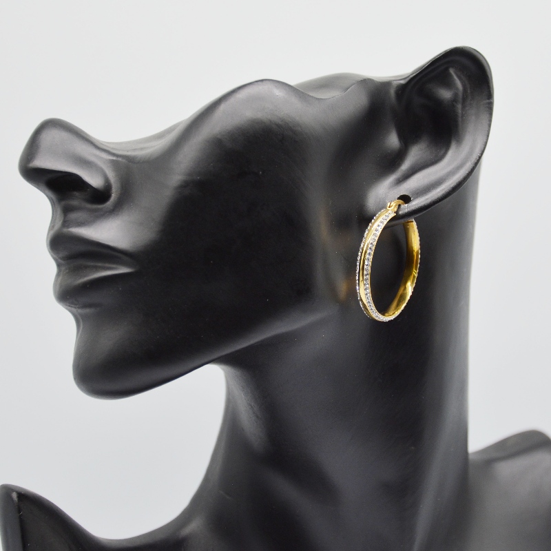 Fashion jubilery, biżuteria ze stali nierdzewnej, kolczyki ze stali nierdzewnej, diamentowe kolczyki, cyrkon Hoop kolczyki rfber0023