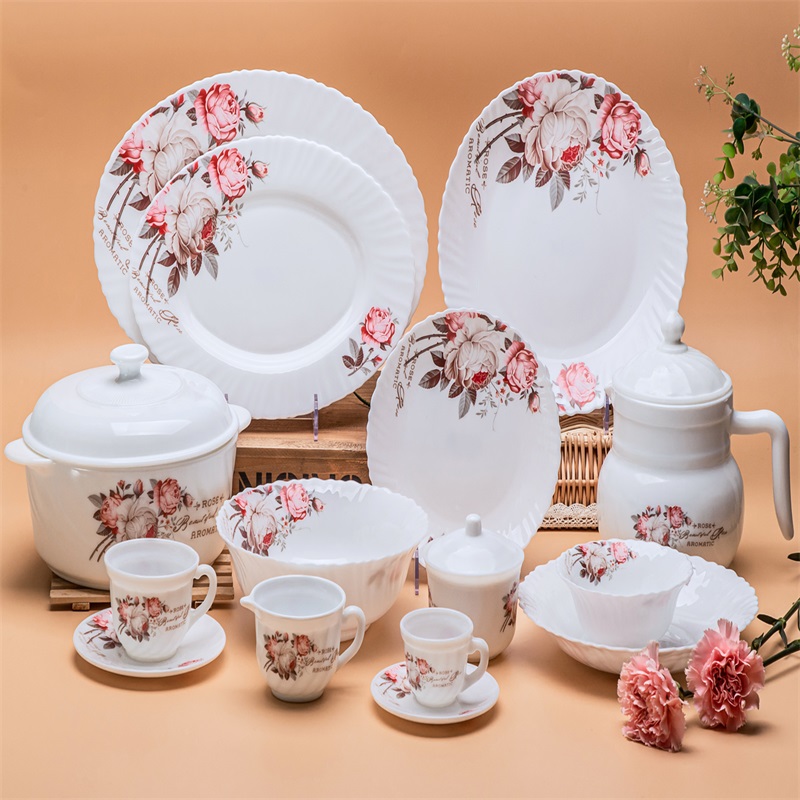 58L +Spinning Dinnerware Set Heat Resistant Opal Glassware