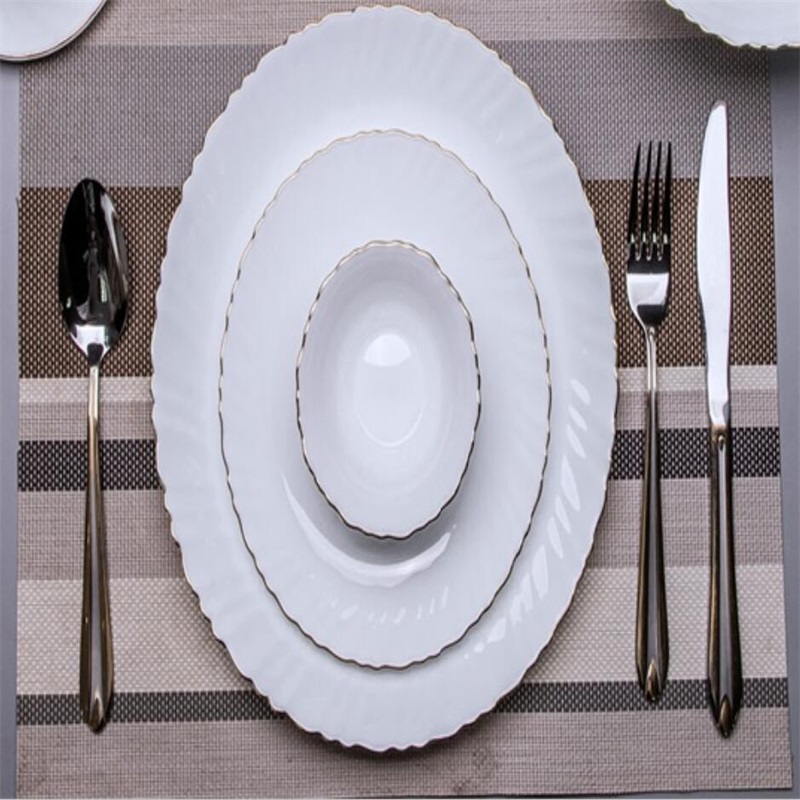 21G &G +Dinner Set with golden line Heat Resistant Opal Glassware