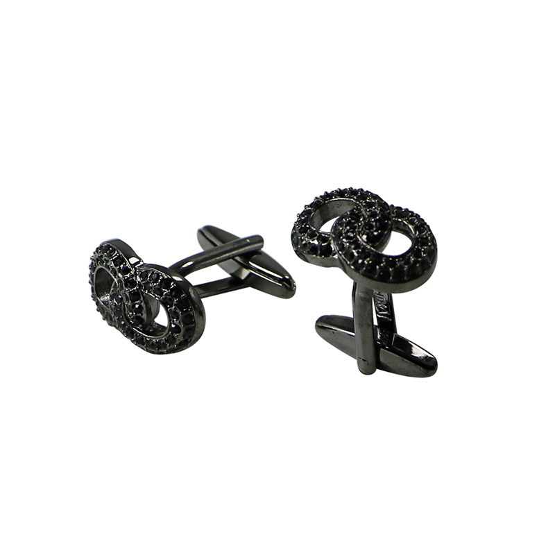 Podwójna strona Black Crystal Gunmetal Knot Cuff Links