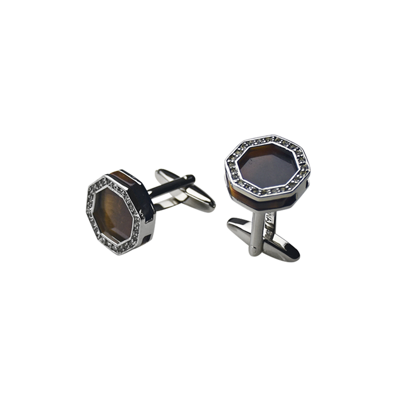 Tiger\ s Eye Crystal Personalized Shirts Cuff Links