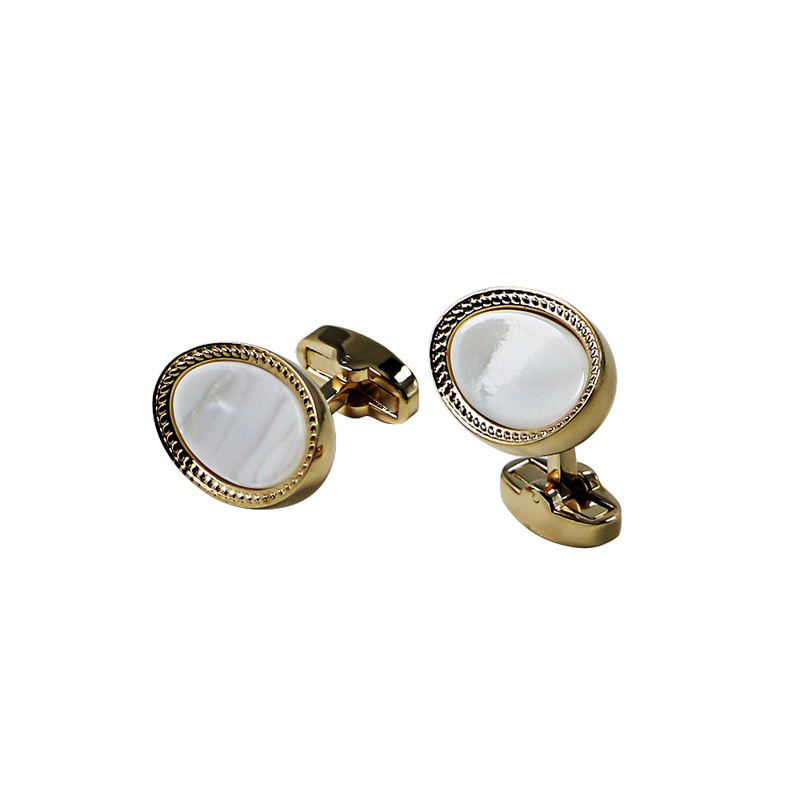 Shell Pearl Gold Plated Personalized Cuff Links