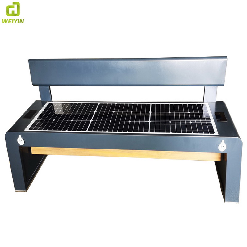 Stal nierdzewna szary Clor Smart Wifi USB do ładowania Solar Outdoor Bench