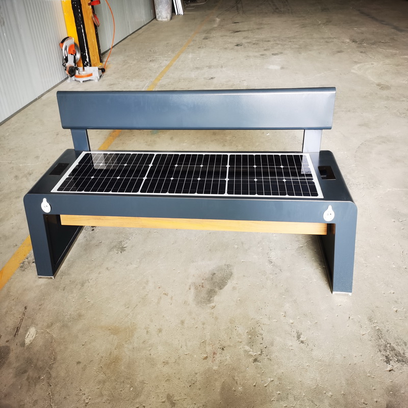 Stal nierdzewna szary Clor Smart Wifi USB do ładowania Solar Outdoor Bench