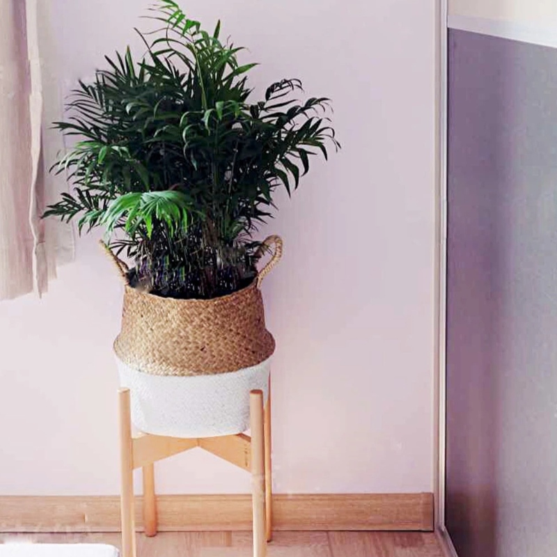 Stojak na doniczki z owalnym wiszącym koszem do przechowywania trawy morskiej