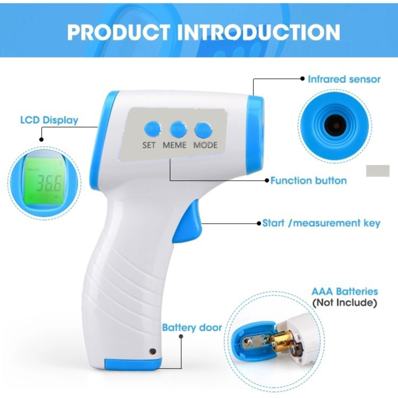 Cyfrowy termometr medyczny z nieprzyłączonym czołem, dla dorosłych, dla dziecka, na gorączkę, z CE / FDA / FCC