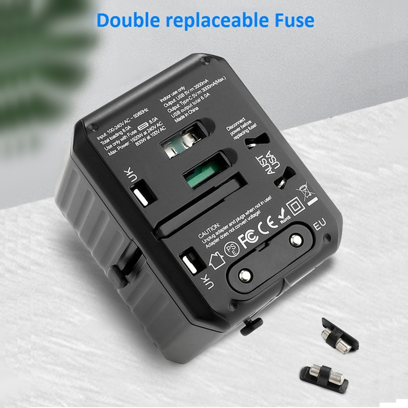 2020 nowy 110-250V US AUS UK Wtyczka telefonii komórkowej 6USB ładowarka 6A wyjściowy uniwersalny adapter podróżny z 4USB+2Type-C