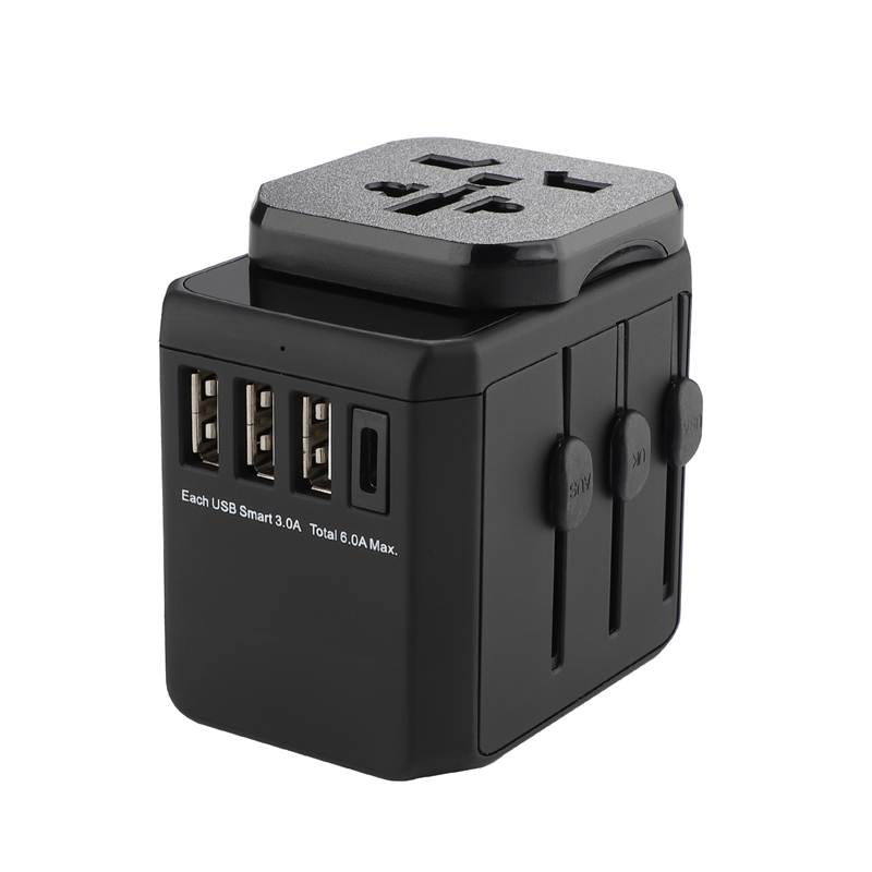 Globalna wtyczka uniwersalny uniwersalny uniwersalny adapter podróżny z 3 portami USB + typ C